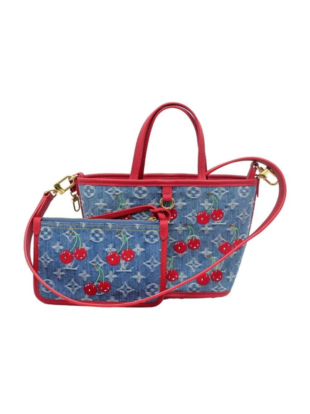 Louis Vuitton Neverfull Inside Out BB LV x Takashi Murakami Handbag Blue